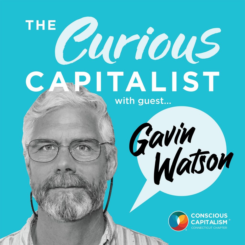 The Curious Capitalist podcast cover with Gavin Watson. Gavin is a white man with a beard and glasses.